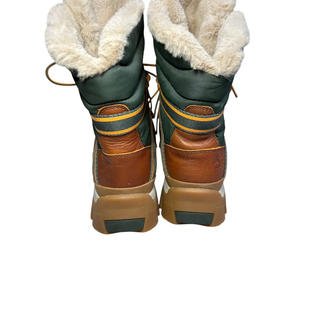 Timberland Courmayeur Valley Waterproof Winter Boots Brown Green Faux Fur Lining - Picture 7 of 11